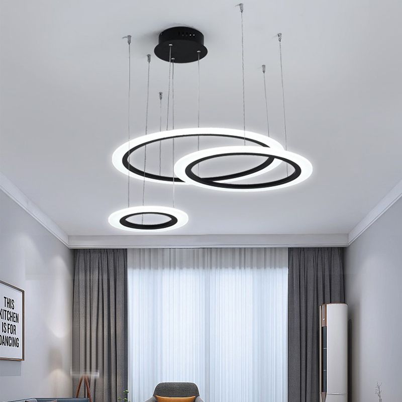 ファンシーモダンアクリルサークルライトリングシャンデリア器具ラウンドハンギングライト円形LEDペンダントランプ用レストラン